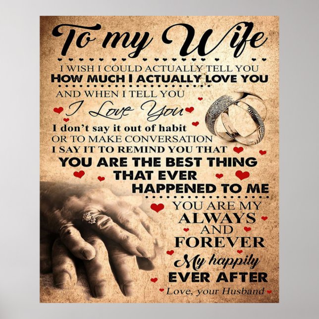 Poster Citation D'Amour Pour La Femme | Meilleur et parfa (Devant)