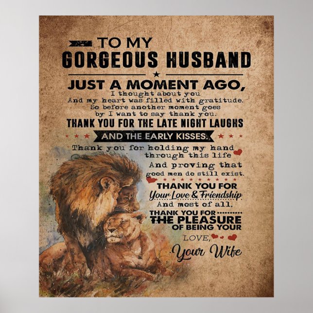 Poster Citation d'amour pour mari | Bel cadeau (Devant)