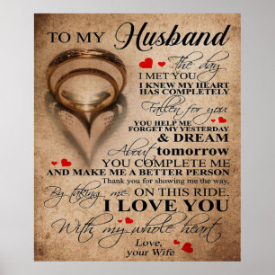 Poster Citation d'amour pour mari Meilleur Cadeau Pour