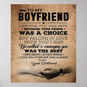 Poster Citation d'amour pour petit ami   Cadeau mignon pe