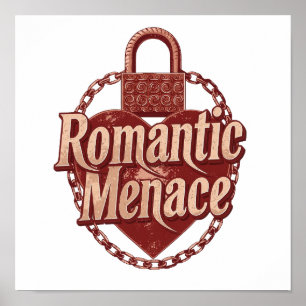 Poster Citation d'amour sombre avec des chaînes et un cœu