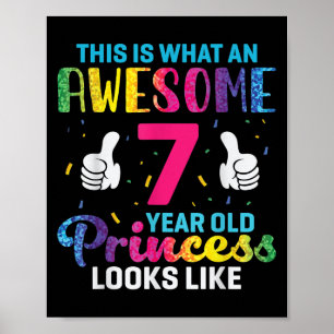 Poster Citation d'anniversaire de la princesse de 7 ans 7