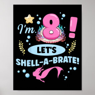 Poster Citation de 8e anniversaire de sirène pour enfant