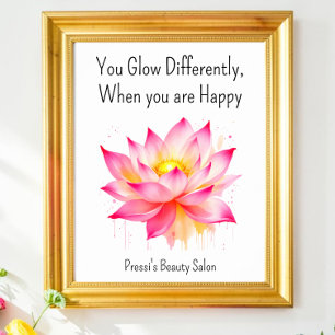 Poster Citation de bonheur inspirant Rose Soin de soi