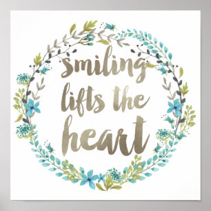 Poster Citation de calligraphie florale d'aquarelle