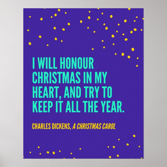 Poster Citation de Charles Dickens pour la veille de Noël (Devant)