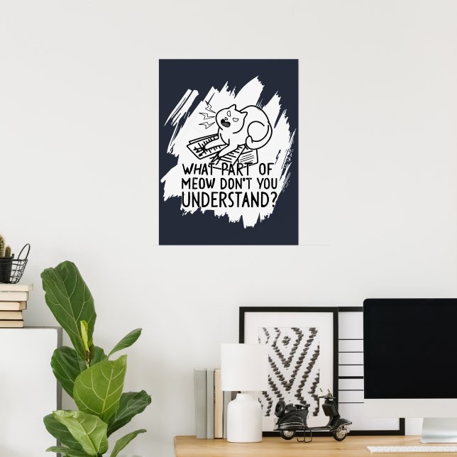 Poster Citation de chat drôle de Splash blanc (Bureau à domicile)