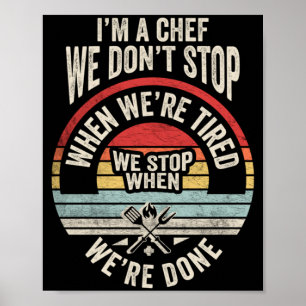 Poster Citation de chef drôle Rétro Vintage Cuisine Grill