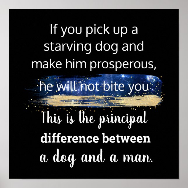 Poster Citation de chien affamé par Mark Twain (Devant)