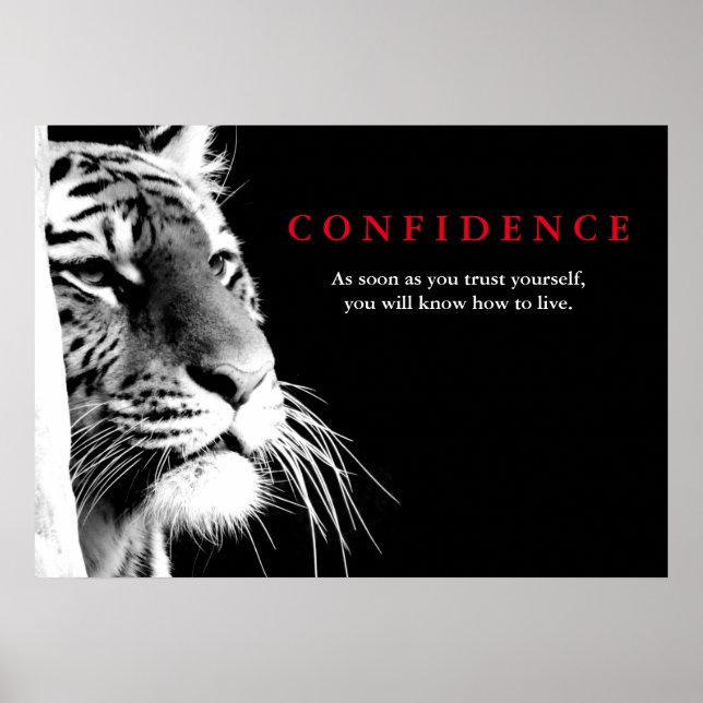 Poster Citation de confiance du tigre noir blanc Inspirat (Devant)