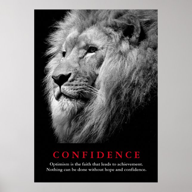 Poster Citation de confiance motivationnelle du lion noir (Devant)