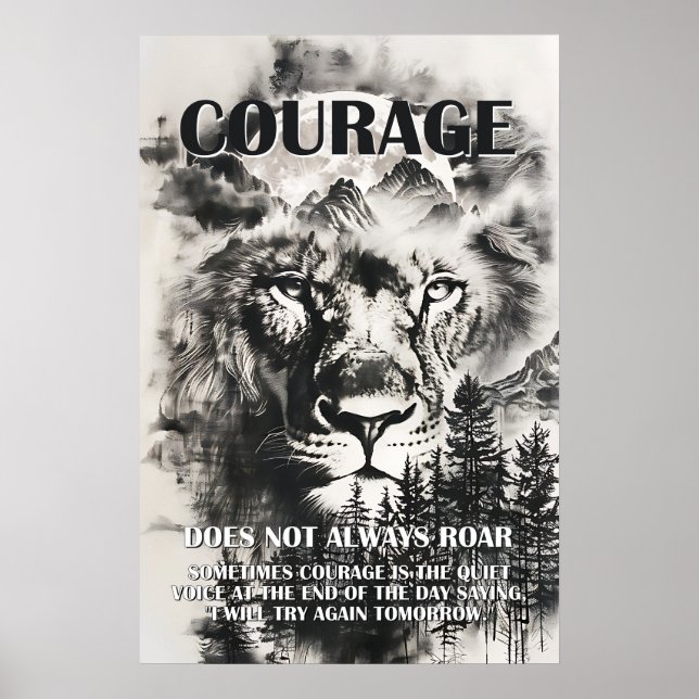 Poster Citation de courage inspirante (Devant)