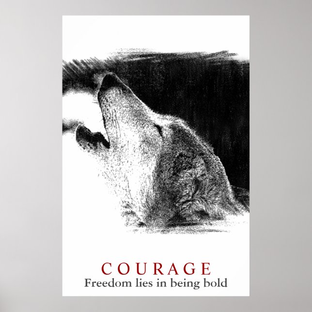 Poster Citation de courage motivationnel Wolf (Devant)