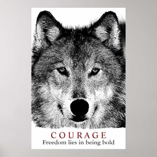 Poster Citation de courage motivationnel Wolf (Devant)