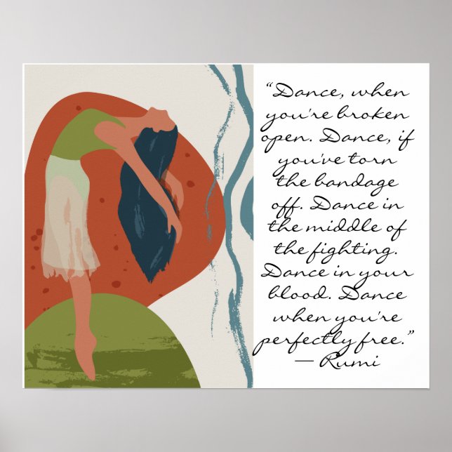 Poster Citation de danse Rumi avec danseuse (Devant)