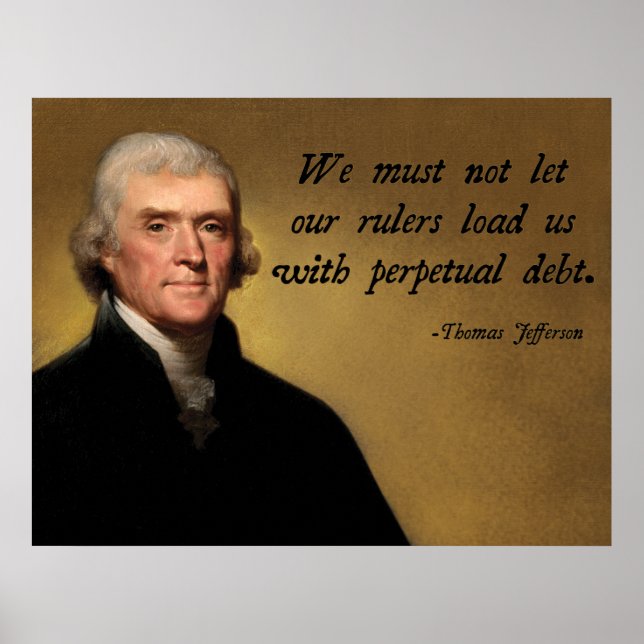 Poster Citation de dette de Thomas Jefferson (Devant)