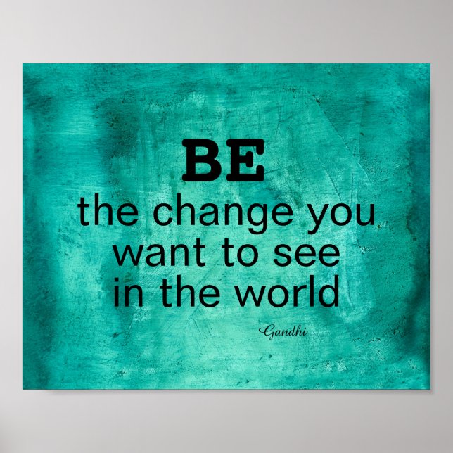 Poster Citation de Gandhi Be the change motivationposter (Devant)