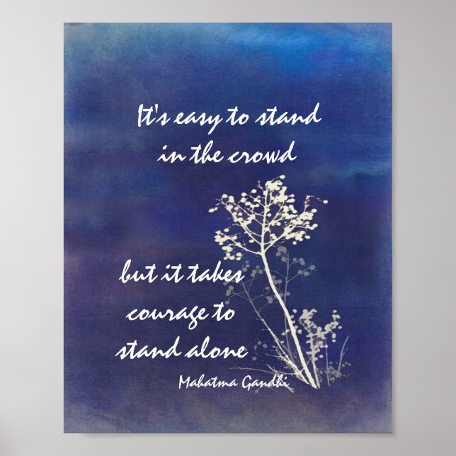 Poster citation de Gandhi motivationnelle en bleu et blan (Devant)