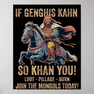 Poster Citation de Gengis Khan Drôle Histoire de Mongolie