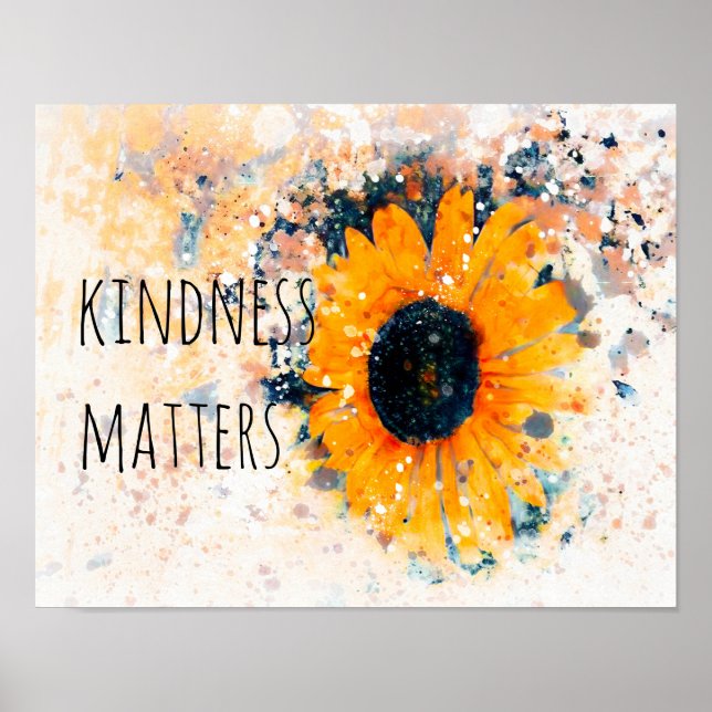 Poster citation de gentillesse sur l'aquarelle de tournes (Devant)