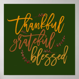 Poster Citation de gratitude reconnaissant bénie verte