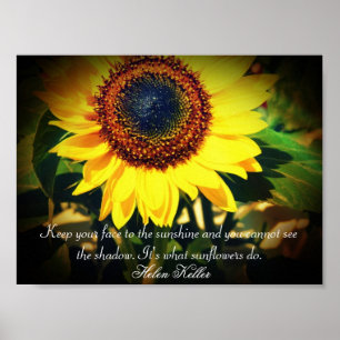 Poster Citation de Helen Keller de tournesol : Élever
