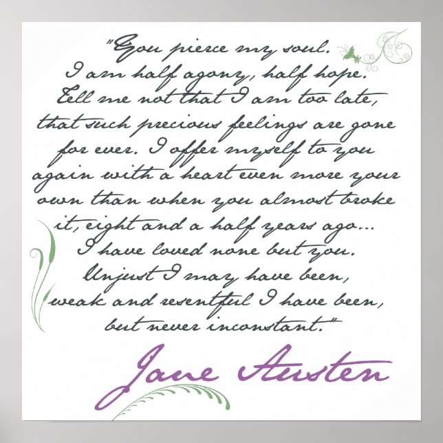 Poster Citation de Jane Austen sur la persuasion #1 (Devant)