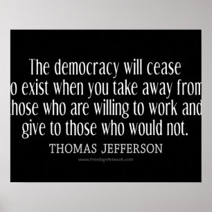 Poster Citation de Jefferson sur la démocratie