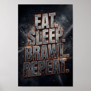 Poster Citation de jeu Manger Dormir Se Bagarre Répéter N
