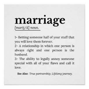 Poster Citation de la définition du mariage amusant