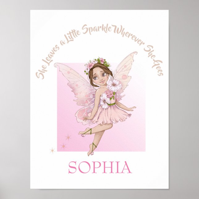 Poster Citation de la nurserie Fée Rose Mignonne Cheveux  (Devant)