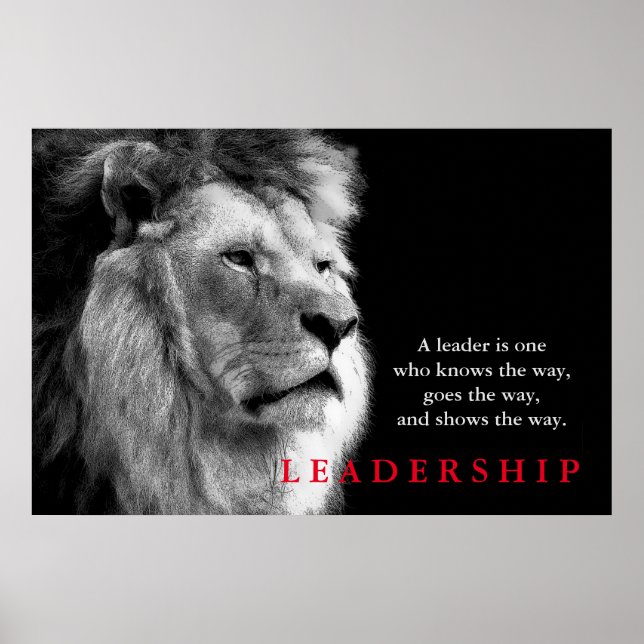 Poster Citation de leadership motivationnel du lion blanc (Devant)