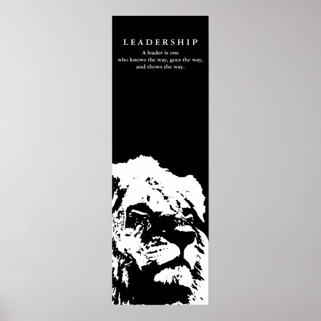 Poster Citation de leadership motivationnel Lion noir bla (Devant)