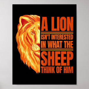 Poster Citation de lion motivante pour hommes Un lion n'e