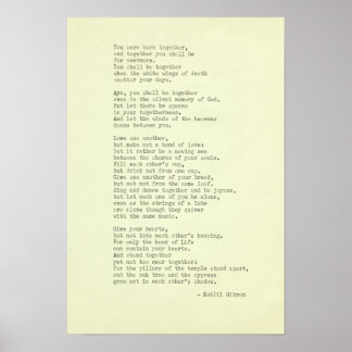 Poster Citation de machine à écrire Kahlil Gibran