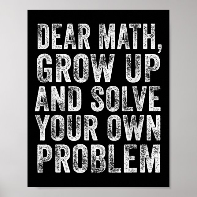Poster Citation de maths drôle Cher professeur de maths M (Devant)