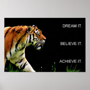Poster citation de motivation d'accomplissement de tigre