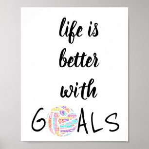 Poster Citation de motivation de net-ball de buts de la