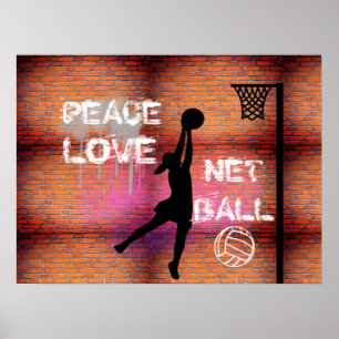Poster Citation de net-ball de graffiti d'amour de paix