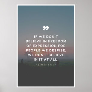 Poster Citation de Noam Chomsky sur la liberté d'expressi