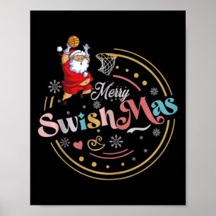 Poster Citation de Noël de basket-ball amusante Joyeux Sw