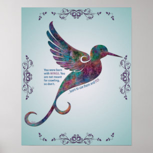 Poster Citation de Rumi avec l'affiche de colibri