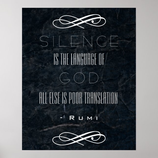 Poster Citation de Rumi sur le silence et Dieu (Devant)