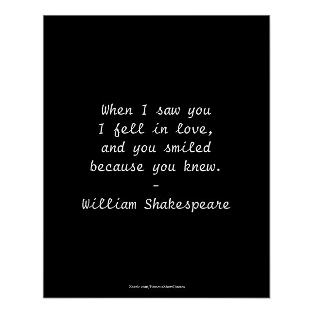 Poster Citation De Shakespeare - Je Suis Tombé Amoureux (Devant)