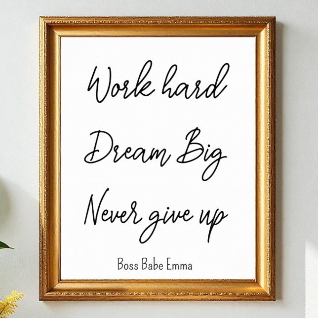 Poster Citation de succès en noir blanc Travail Salle de  (Créateur téléchargé)