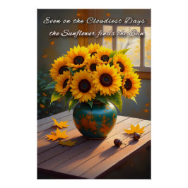 Poster Citation de tournesol inspiré - Mur d'automne rust