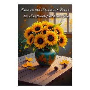 Poster Citation de tournesol inspiré - Mur d'automne rust