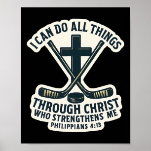 Poster Citation de verset biblique de hockey sur glace ch