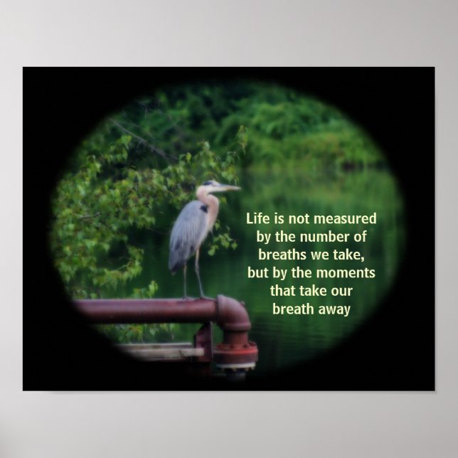 Poster Citation de vie inspirationnelle du Héron bleu (Devant)