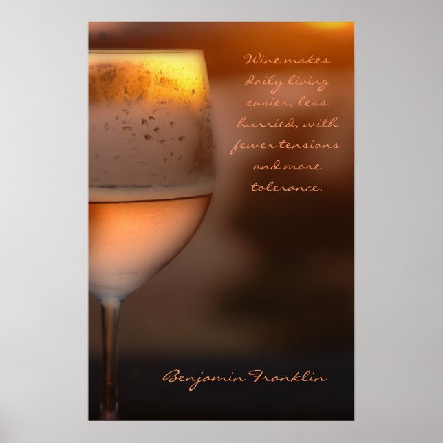 Poster : Citation de vin Benjamin Franklin (Devant)